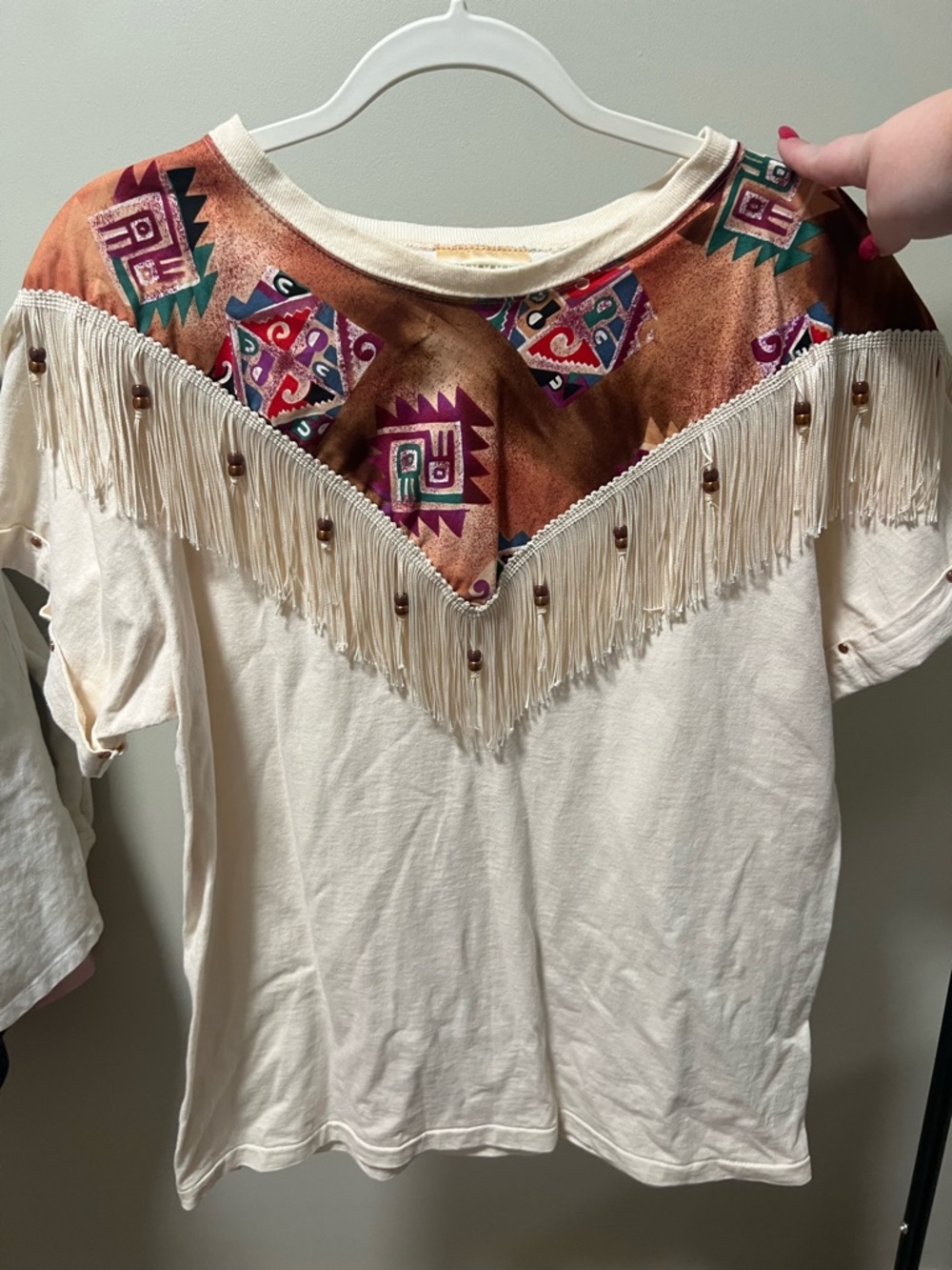 Vintage Deadstock Hazelwoods Western Fringe Tee Top Large